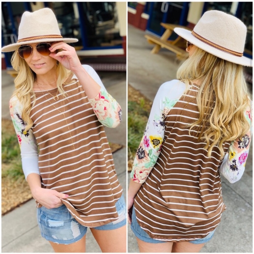 Striped Top- Taupe